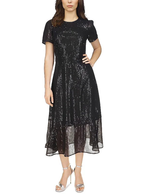 Online Only Womens Sequined Stripe Midi Dress