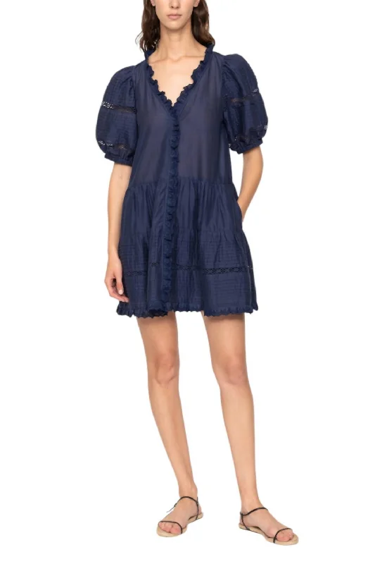 Exclusive Offers Antonina Puff Sleeve Dress In Navy