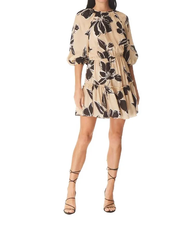 The Best Prices Morgan Mini Dress In Khaki Graphic Floral Print
