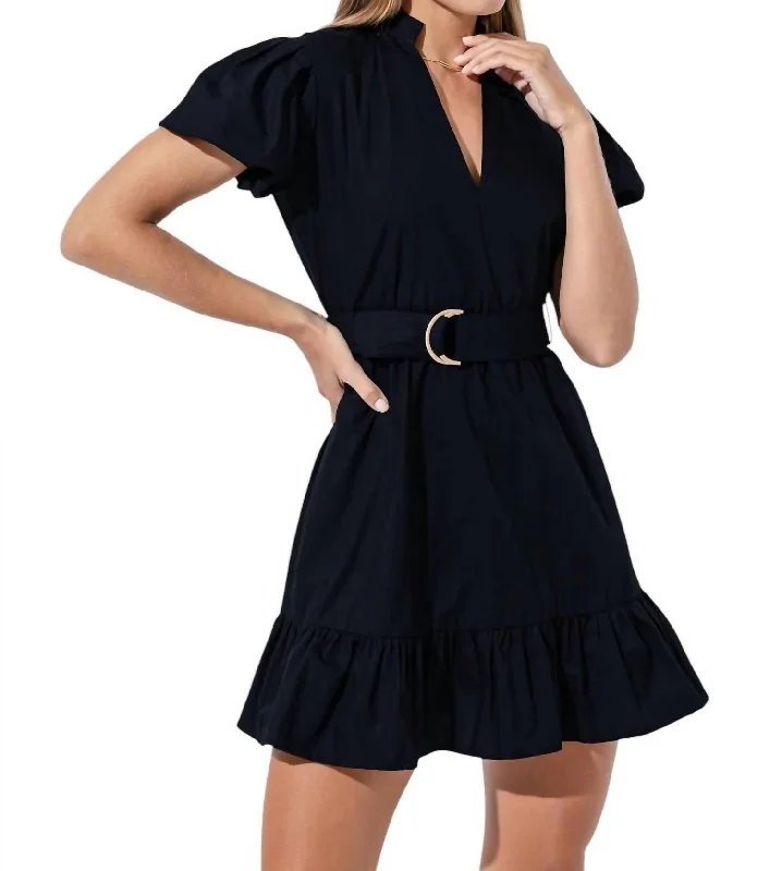 Today's Special Belted Poplin Mini Dress In Midnight