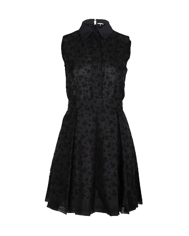 Discount Days Victoria Victoria Beckham Fit and Flare Sleeveless Dress in Black Silk