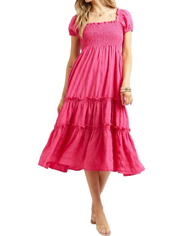 Great Deals Smocked Midi Dress In Pink
