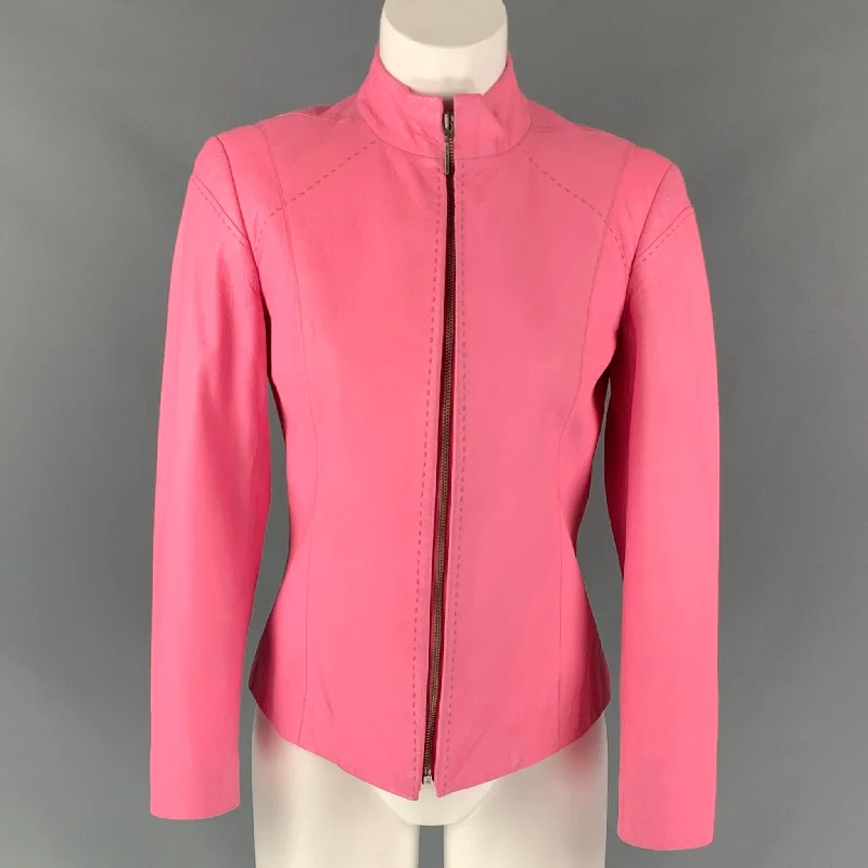 Factory Direct Sale Vintage VERSUS by GIANNI VERSACE Size 4 Pink Leather Jacket
