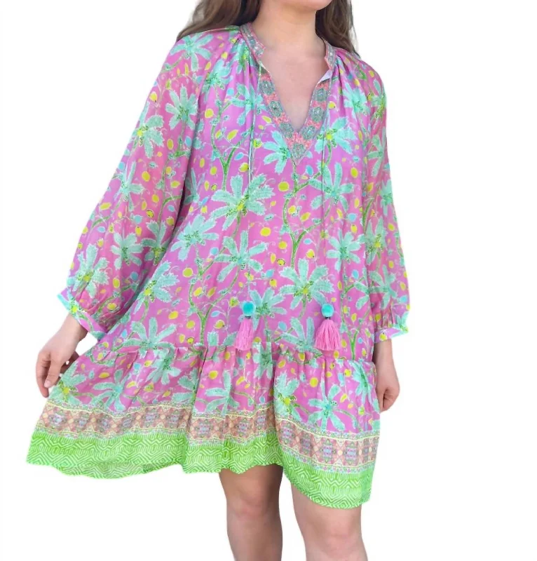 Flash Deals Palms Peasant Dress In Pink