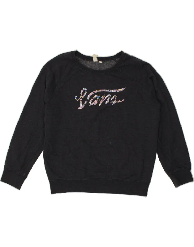 Crazy Savings VANS Womens Graphic Sweatshirt Jumper UK 16 Large Navy Blue Cotton