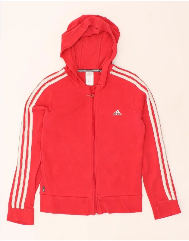 Limited Time ADIDAS Womens Zip Hoodie Sweater UK 12 Medium Red Cotton
