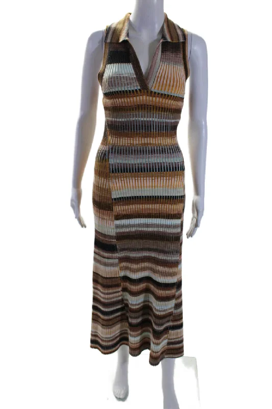 Amazing Deals Simkhai Womens Striped Sleeveless Sweater Dress Multi Colored