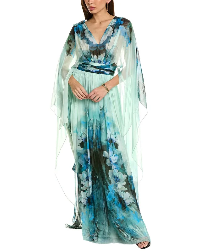 Hurry In Alberta Ferretti Silk Cape Gown