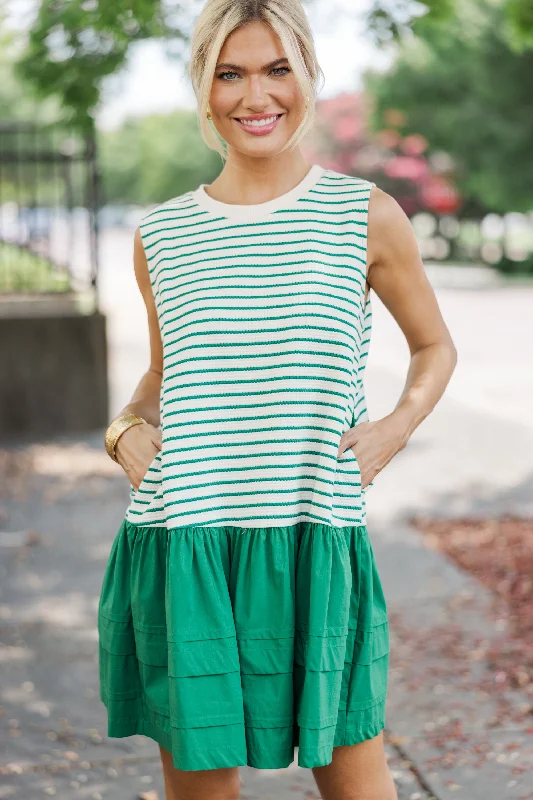New Markdowns Raise Your Standards Green Striped Dress