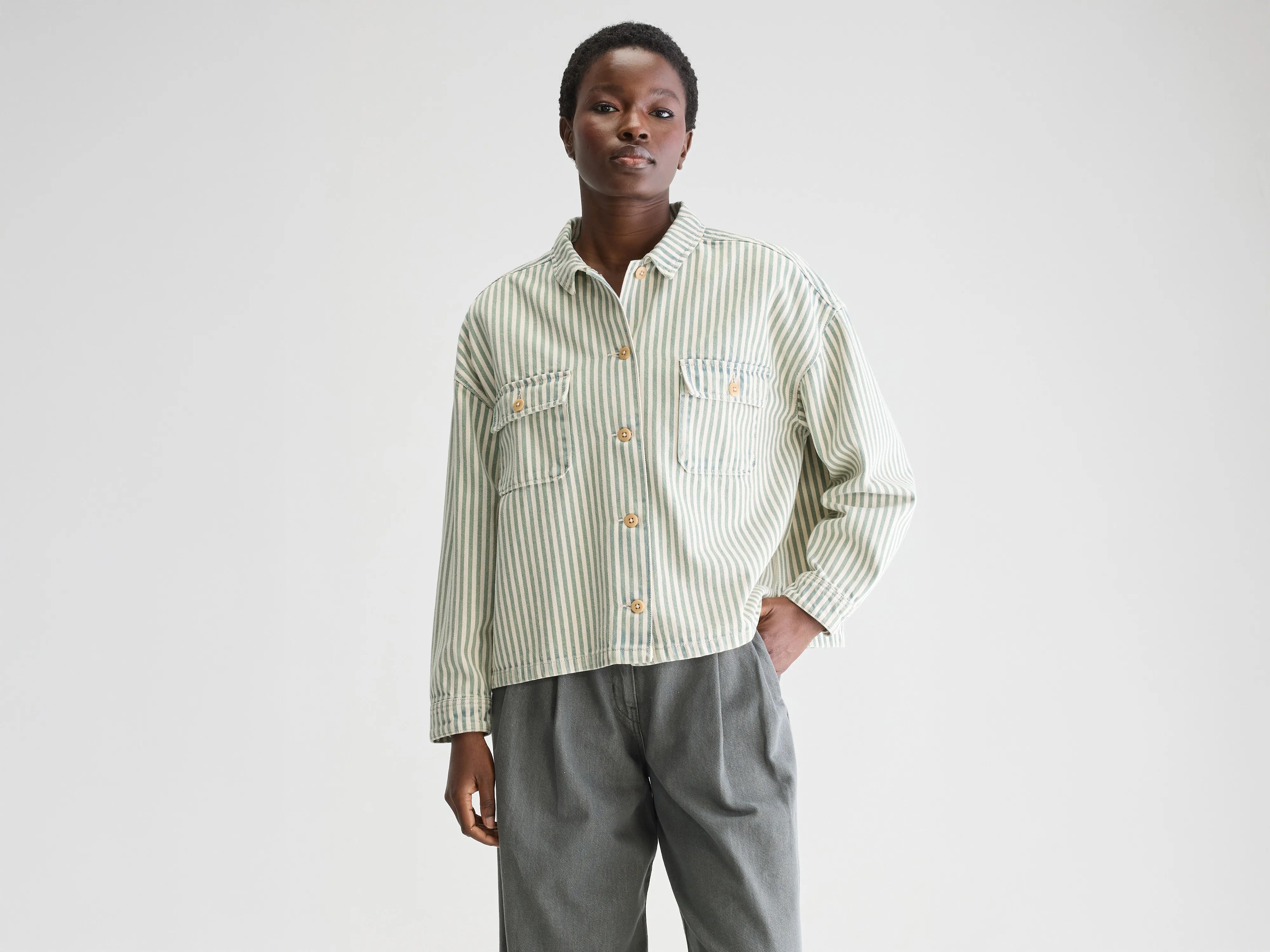 Bargain Bin Parrish striped overshirt (251 / W / STRIPE A)