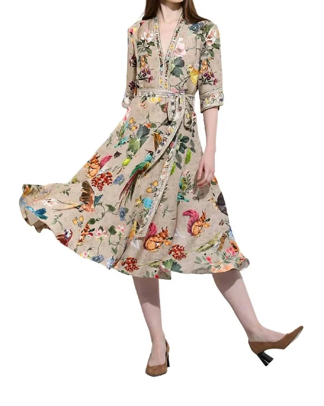 Super Sale Paola Panelled Midi Dress In Beige