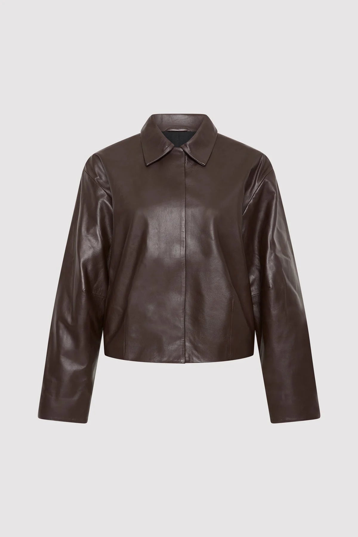Discount Mania Cocoon Leather Jacket - Chocolate
