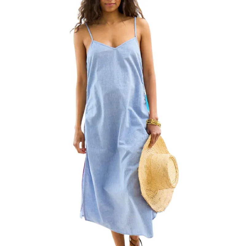 Inventory Reduction Sabine Linen Dress In Blue
