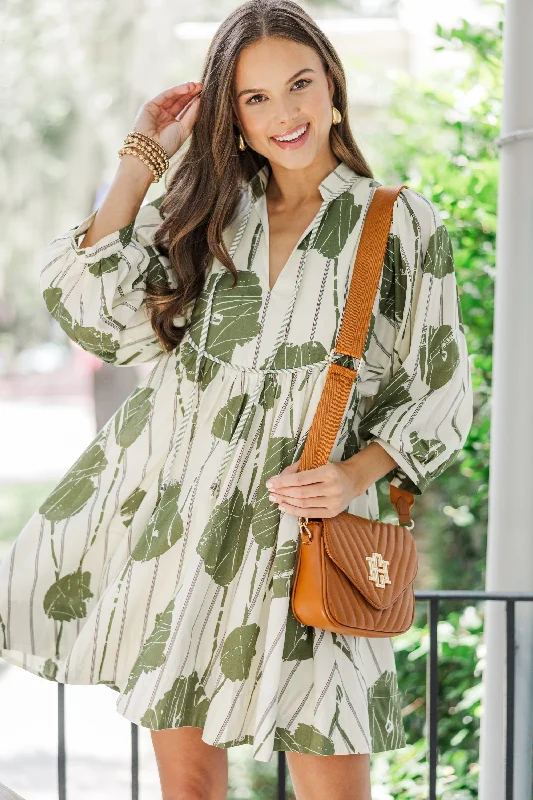 Savings Event Full Of Wonder Olive Green Floral Dress