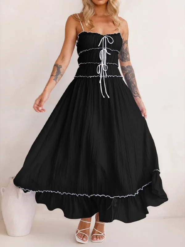 Extra Discounts Devine Frill Ruffled Hem Midi Cami Dress