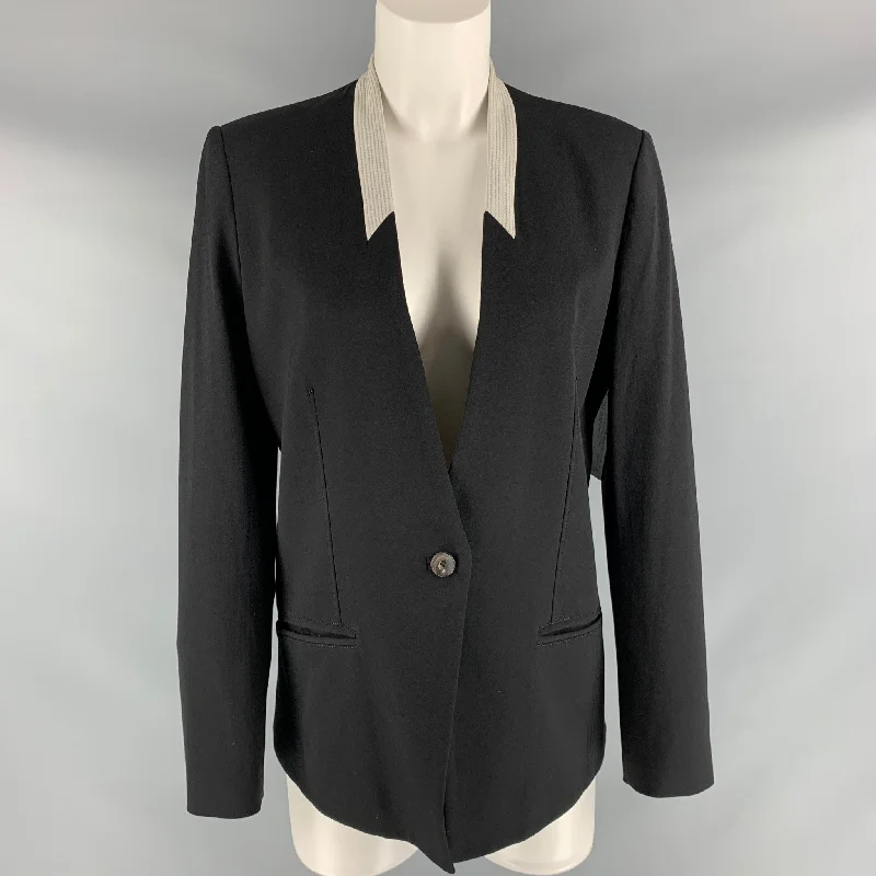 Members Only HELMUT LANG Size L Black Viscose Blend Solid Jacket (Indoor) / Blazer