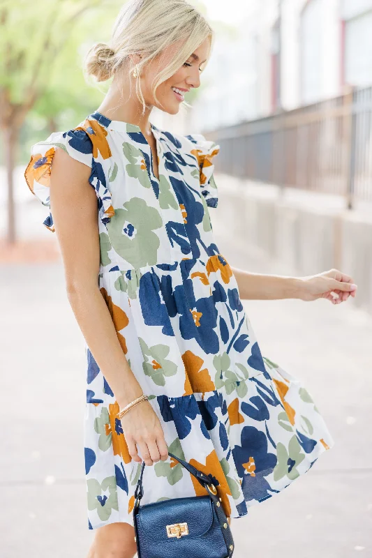 Online Specials At This Time Olive Green Floral Dress