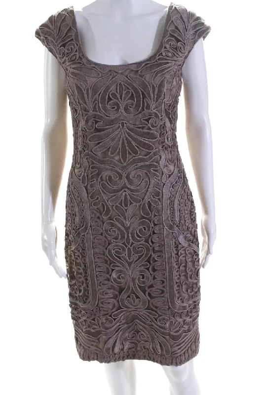 Big Discounts Suewong Womens Mesh Abstract Scoop Neck Dress Beige