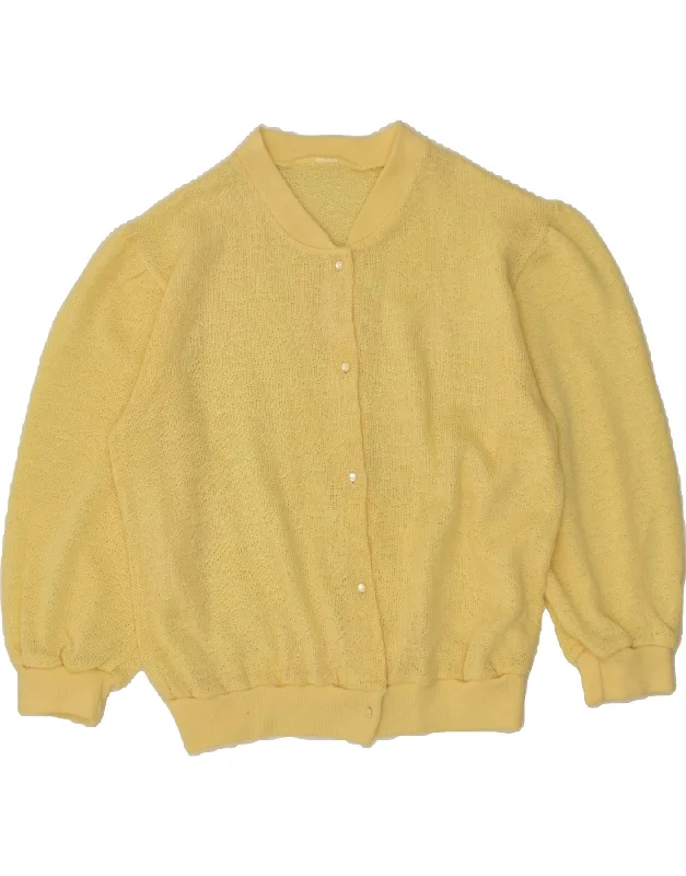 The Best Prices VINTAGE Womens Cardigan Sweater UK 16 Large Yellow