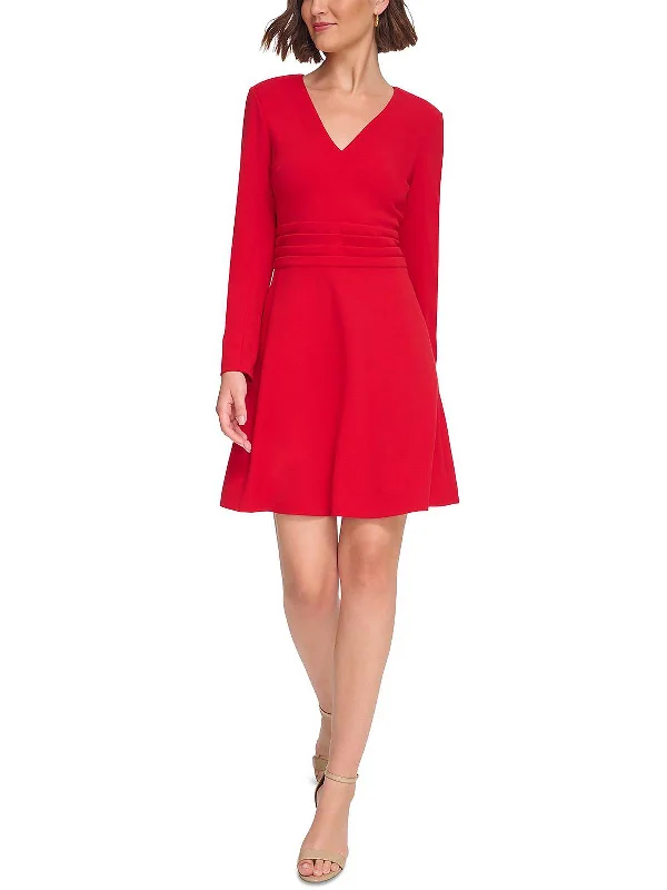 Price Cut Petites Womens Fit & Flare Mini Fit & Flare Dress