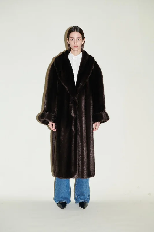 Deal of the Day Castello Chocolate Faux Mink Coat