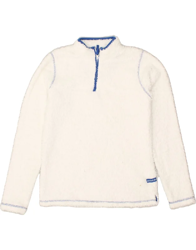 Unbeatable Prices WEIRD FISH Womens Zip Neck Fleece Jumper UK 12 Medium  White Polyester