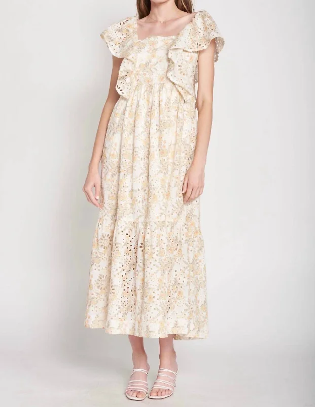 Discount Deals Opposites Eyelet Dress In Beige