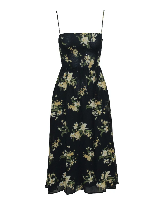 Act Fast Reformation Kourtney Floral Printed Dress in Multicolor Viscose