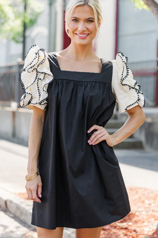 Clearance Items There For You Black Ruffled Dress