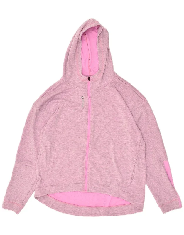YEAR-End Sale REEBOK Womens Zip Hoodie Sweater UK 14 Medium Pink Polyester