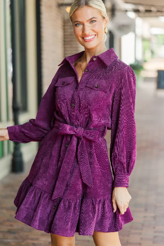 Seasonal Sale Hold My Hand Violet Purple Corduroy Dress