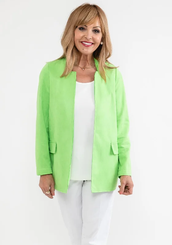 Overstock d.e.c.k. by Decollage Faux Suede Open Jacket, Lime Green