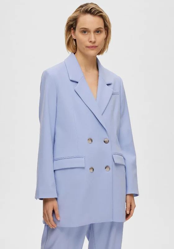 Closeout Selected Femme Myla Relaxed Blazer, Blue Heron