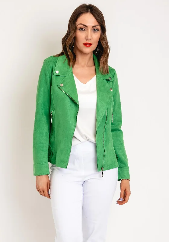 Exclusive Offers Serafina Collection Faux Suede Biker Jacket, Green