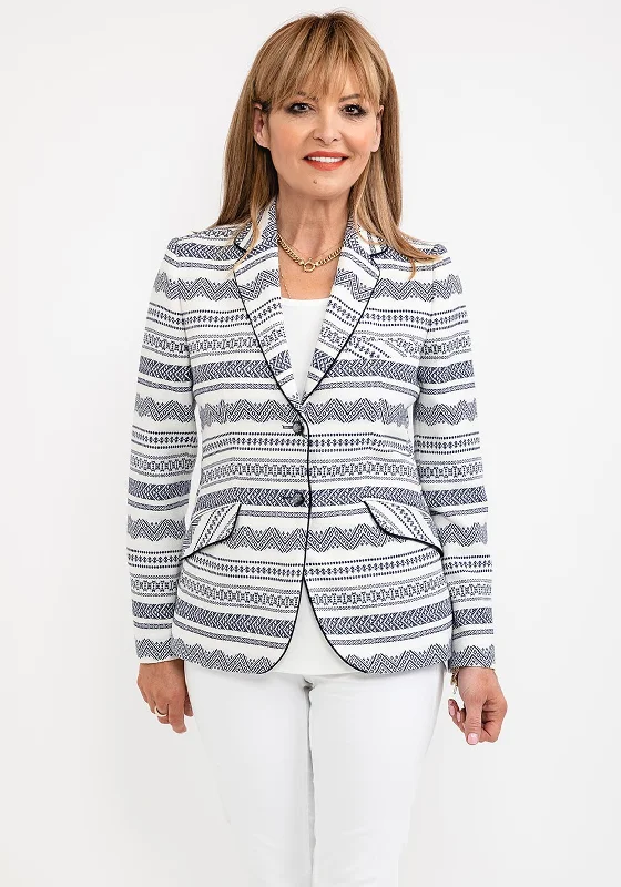 Hot Deal Bariloche Costa Patterned Blazer, Navy & Off White