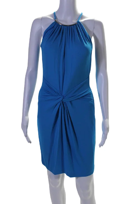 Must-Have Deals Michael Kors Women's High Neck Sleeveless Cinch Mini Dress Blue