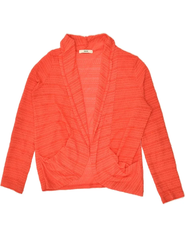 Price Drop OASIS Womens See Through Cardigan Sweater UK 14 Medium Red Polyester