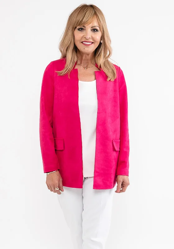 Online Only d.e.c.k. by Decollage Faux Suede Open Jacket, Fuchsia