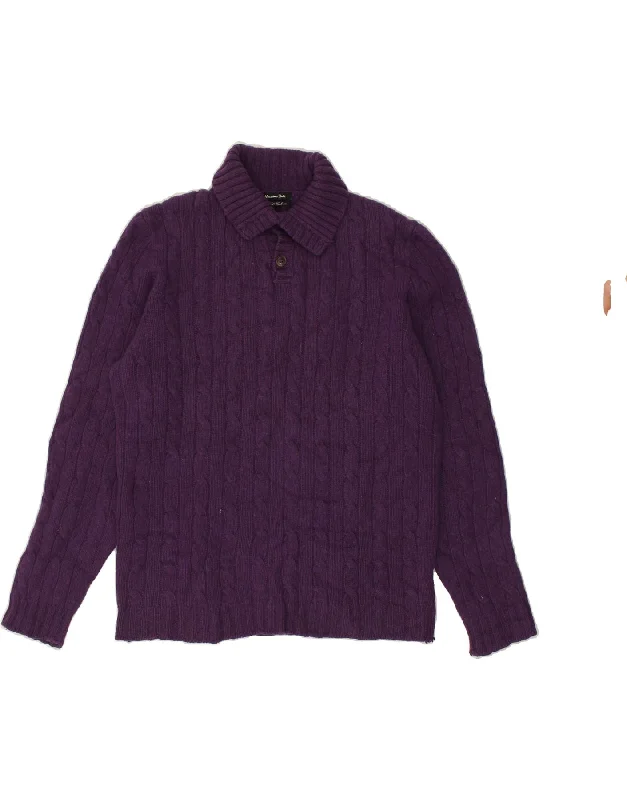 Amazing Deals MASSIMO DUTTI Womens Button Neck Jumper Sweater UK 16 Large Purple