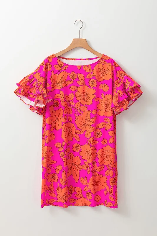 Final Sale Ruffled Printed Short Sleeve Mini Dress
