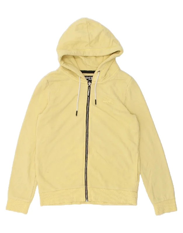 Price Drop SUPERDRY Womens Zip Hoodie Sweater UK  8 Small Yellow