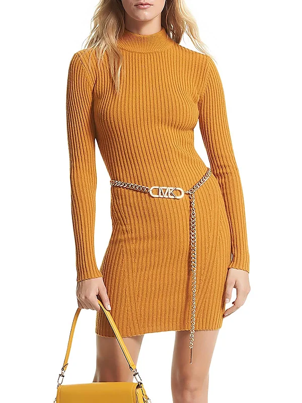 Time-Limited Offer Womens Merino Wool Mock Neck Sweaterdress