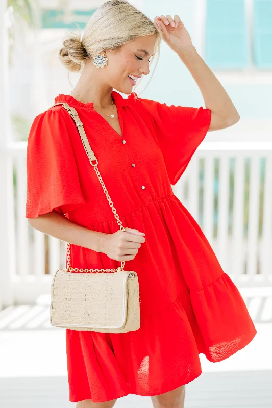 Today’s Deal Speak Up Coral Red Tiered Dress
