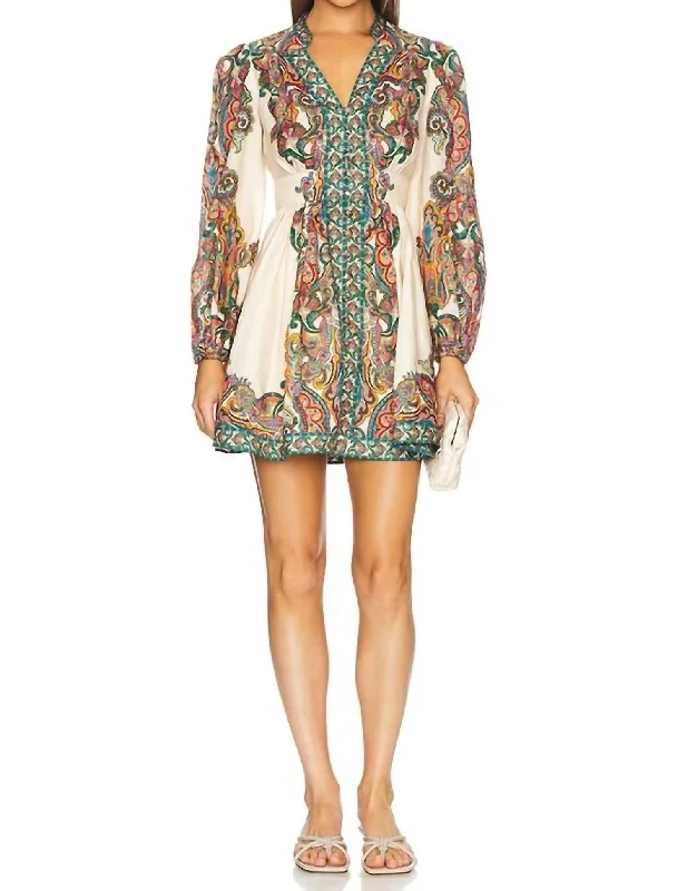 Buy More, Save More Plunge Mini Dress In Multi Paisley