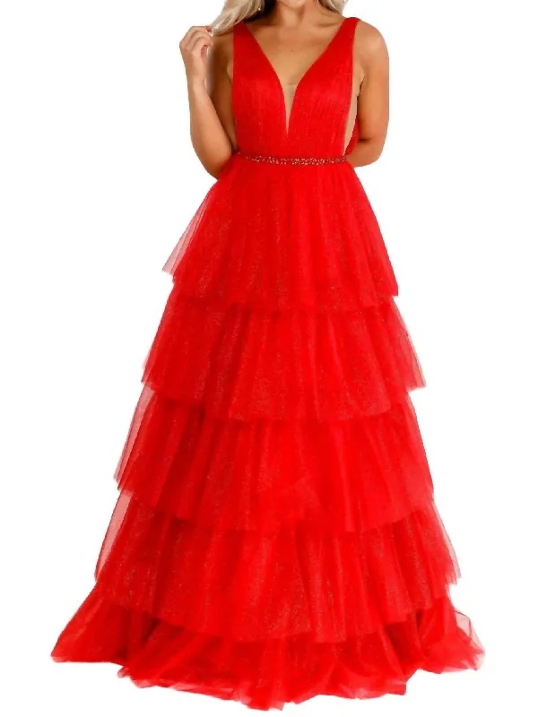 Year-End Clearance Sweetheart A-Line Prom Dress In Red