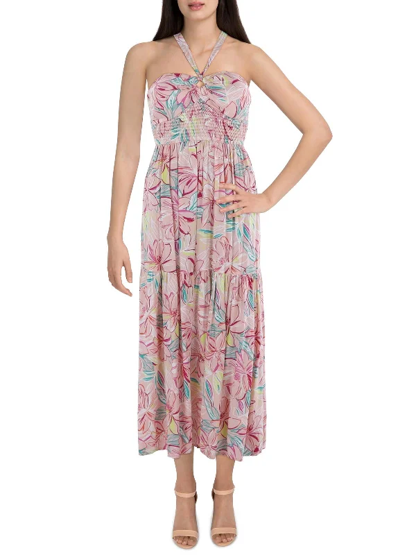 Bargain Prices Womens Smocked Floral Midi Dress
