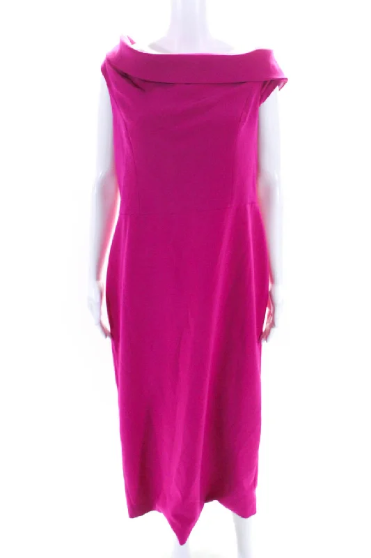 Year-End Sale Christian Siriano Womens Fuchsia Drape Dress Pink
