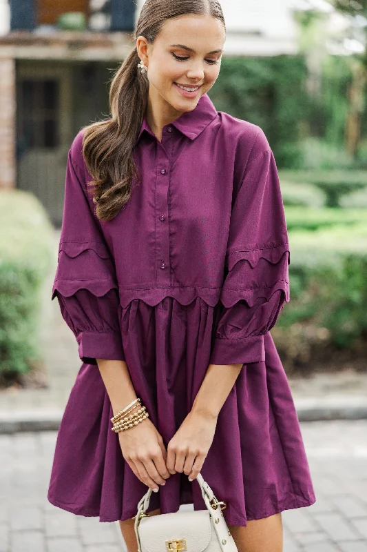Savings Spectacular All The Best Plum Purple Scalloped Dress