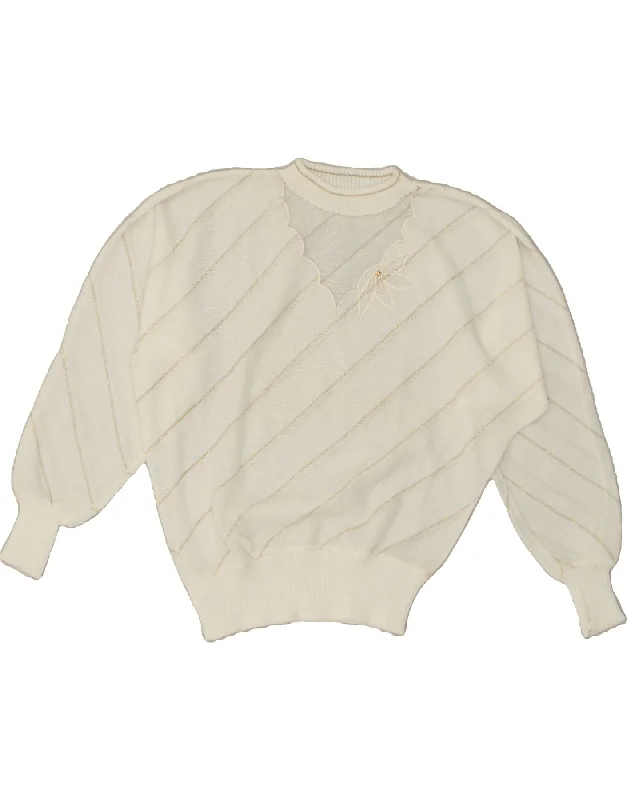 Final Sale VINTAGE Womens Crew Neck Jumper Sweater UK 16 Large White