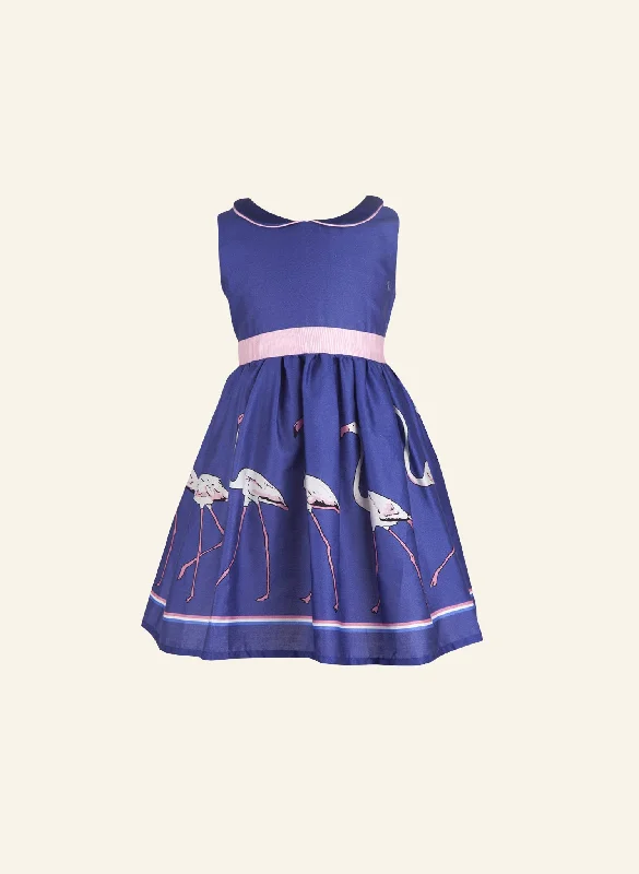Can't Miss Millie Children's Dress - Blue Flamingo